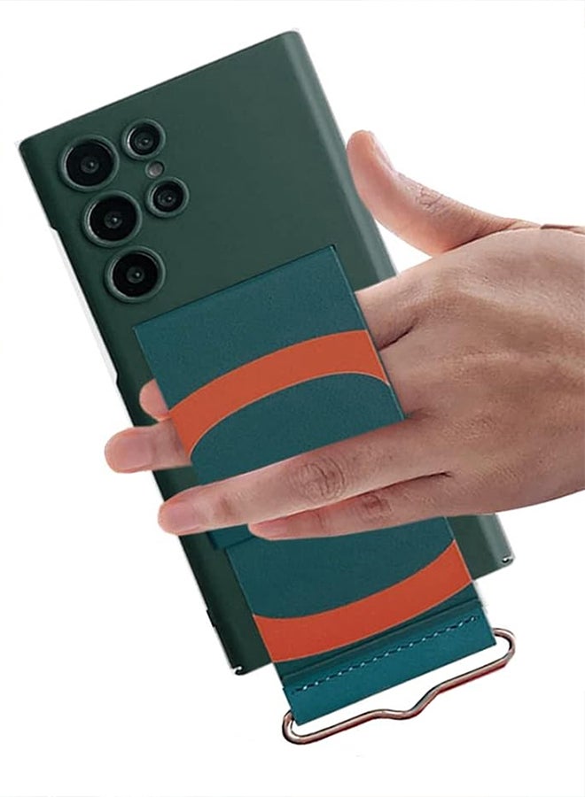 CATANES Samsung Galaxy S24 Ultra Case Ultra-Thin Hard Shockproof PC and PU Leather Wristband Cover Phone Case Luxury Slim Wrist Strap Kickstand Full Protective Anti-Scratch Case Green - Image 2