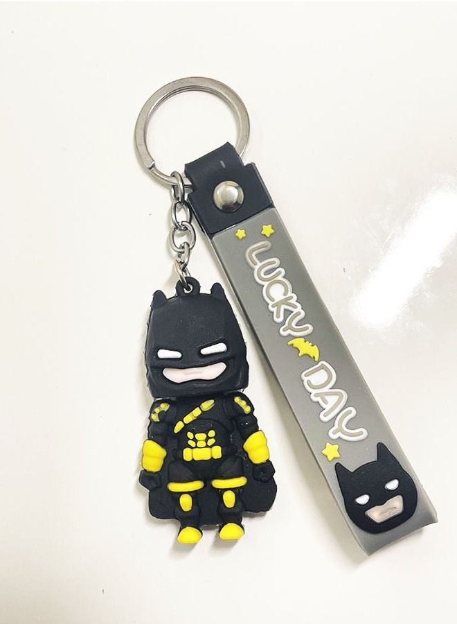 Generic Distinguished Cartoon Keychain Cute Accessory Anime Batman Keychain With Ribbon Fits Car Purse Bag Cute Creative Gift  - Image 1