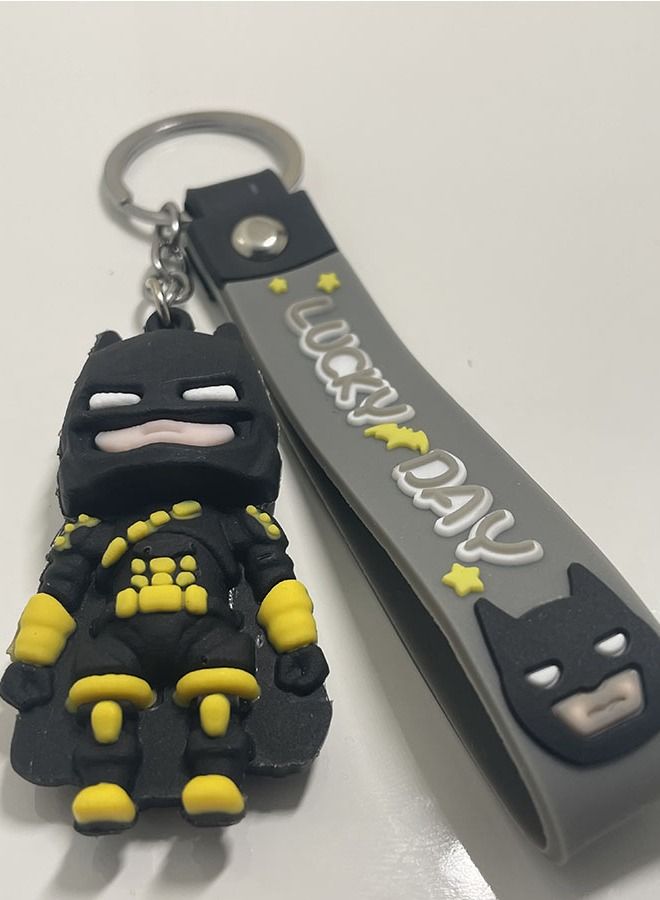 Generic Distinguished Cartoon Keychain Cute Accessory Anime Batman Keychain With Ribbon Fits Car Purse Bag Cute Creative Gift  - Image 2