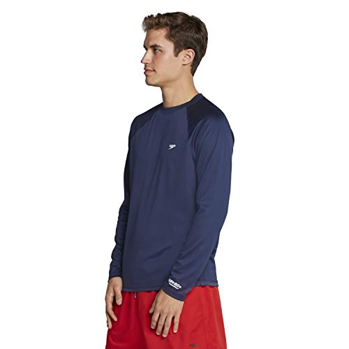 Speedo Mens UV Swim Shirt Easy Long Sleeve Regular Fit,Peacoat,Small - Image 2