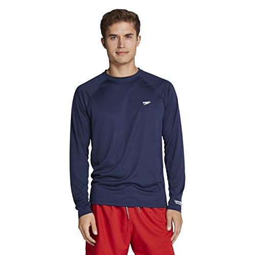 Speedo Mens UV Swim Shirt Easy Long Sleeve Regular Fit,Peacoat,Small - Image 1