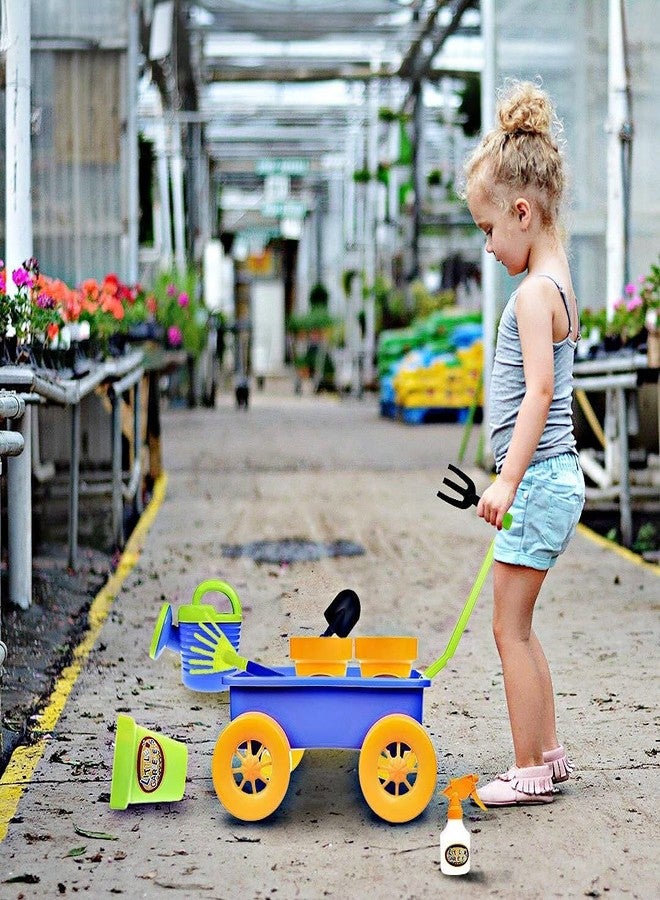 Dimple Garden Wagon & Tools Toy Set Premium 15 Piece Gardening Tools & Wagon Toy Set - Sturdy & Durable - Top Yd, Beach, Sand, Garden Toy - Great for Kids & Toddlers (Garden Toy Set), Green (2 Pack) - Image 5