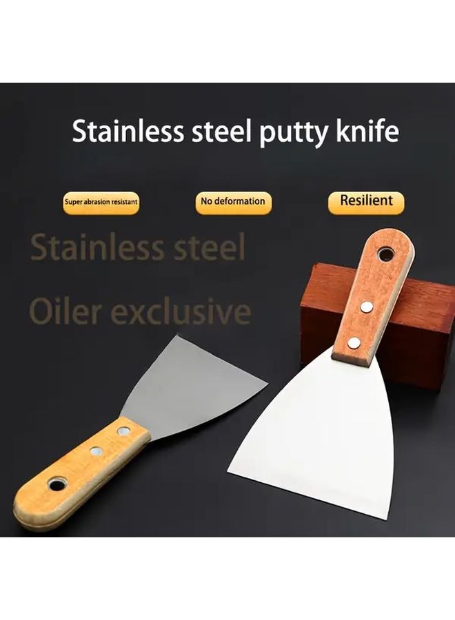 3 Inch Yellow Putty Knife Thickened Blade Wood Handle Multi Purpose Scraping Tool - Image 2