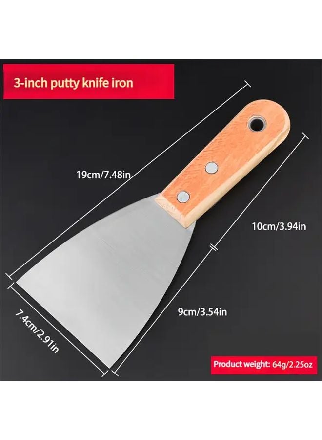 3 Inch Yellow Putty Knife Thickened Blade Wood Handle Multi Purpose Scraping Tool - Image 1