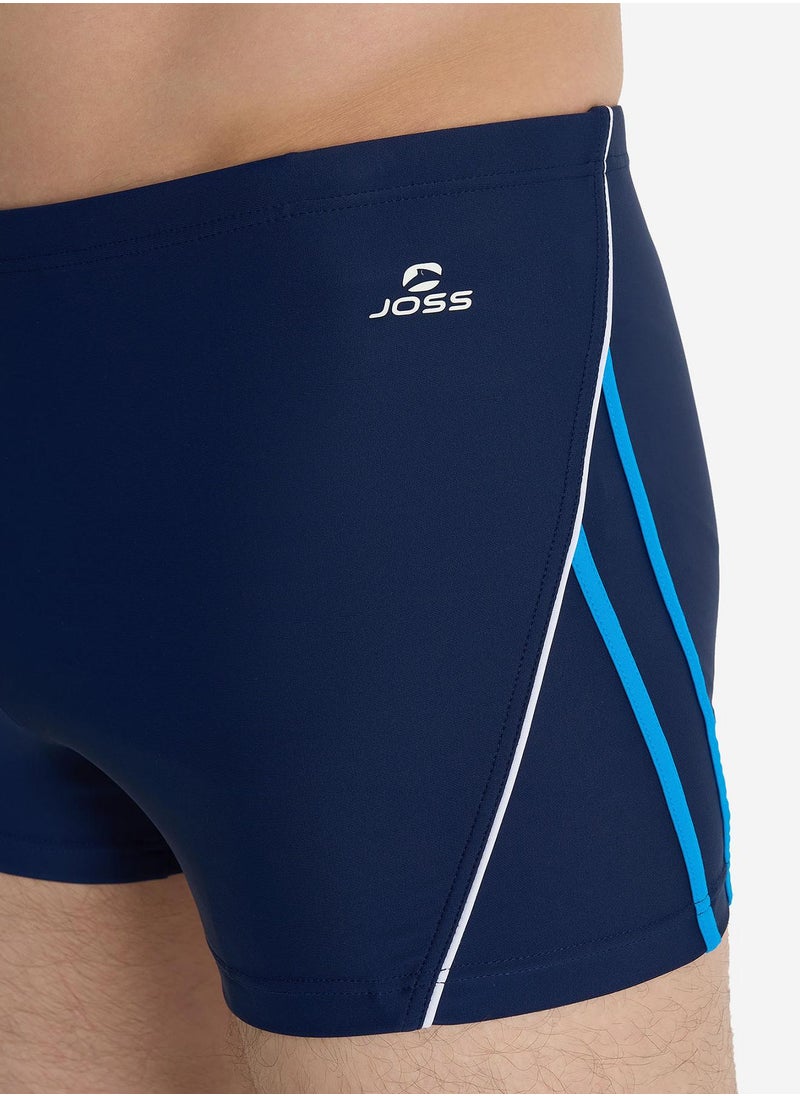 Joss Joss Men's Swimming Trunks-Shorts Blue/Light Blue – Creora Highclo Fibers, Chlorine-Resistant, Adjustable Waistband for Comfort & Durability  - Image 3