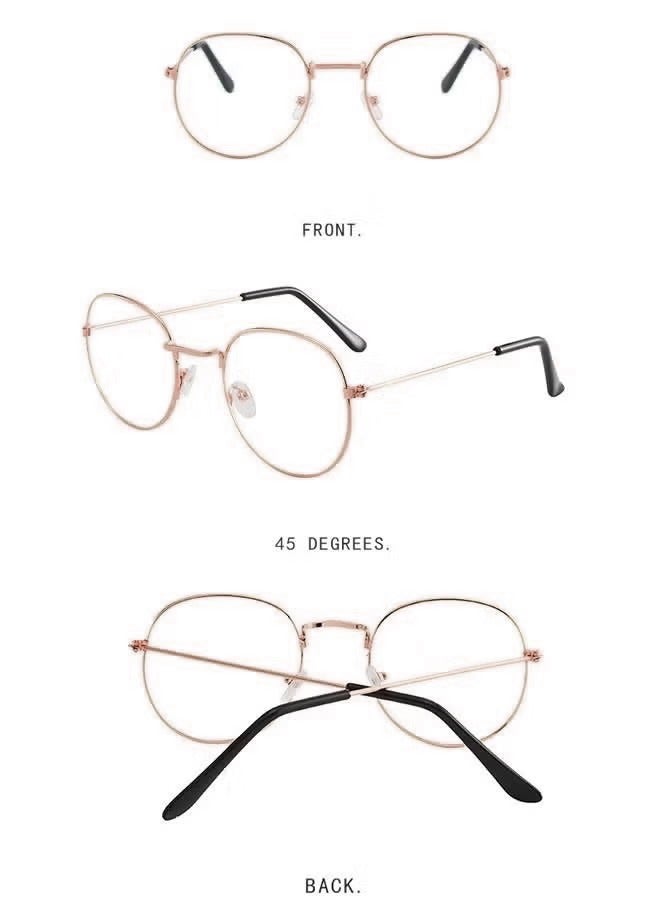 Generic Retro Round Glasses for Women Men Fashion Flat light Blocking Glasses Circle Metal Wire Frame Eyeglasses  - Image 3