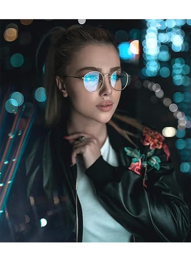 Generic Retro Round Glasses for Women Men Fashion Flat light Blocking Glasses Circle Metal Wire Frame Eyeglasses  - Image 5