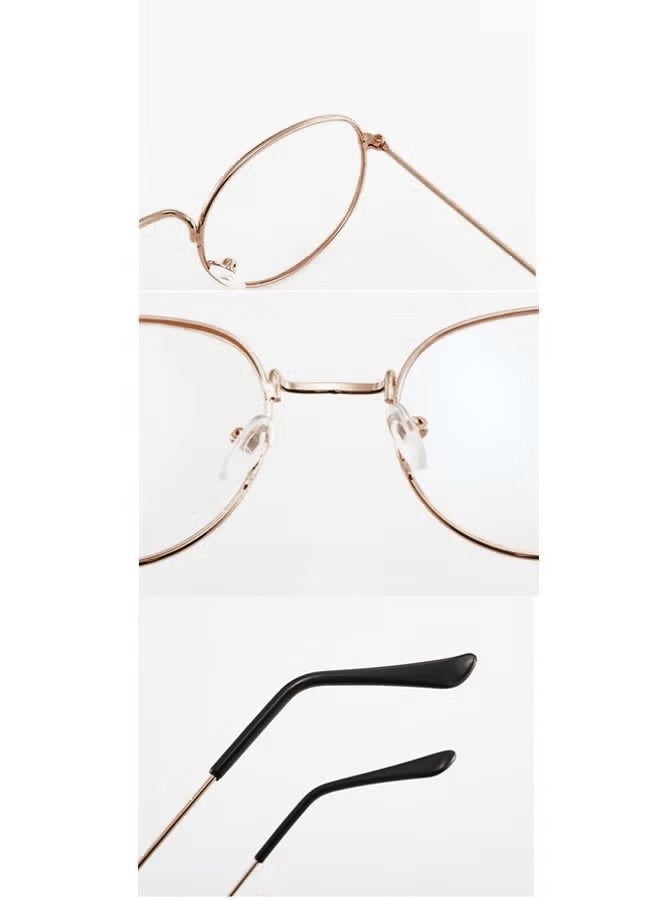 Generic Retro Round Glasses for Women Men Fashion Flat light Blocking Glasses Circle Metal Wire Frame Eyeglasses  - Image 4