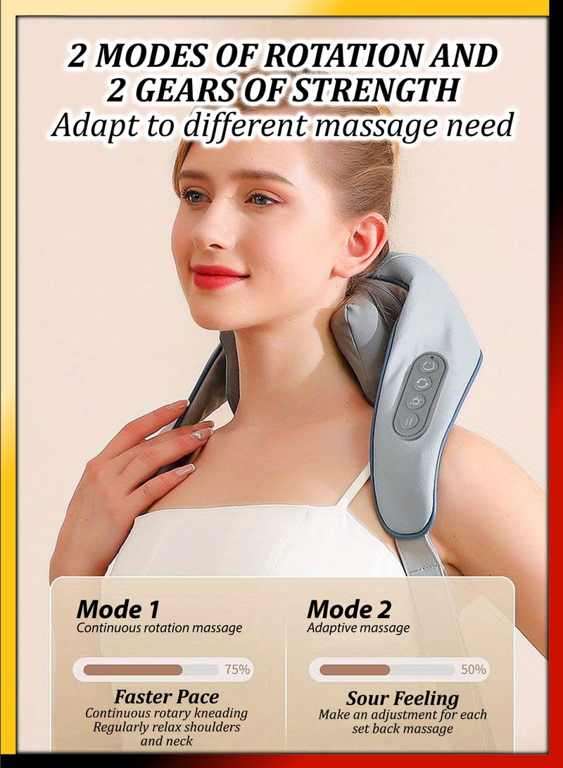 دي بلو مدلك شياتسو للرقبة والكتف مع تخفيف الحرارة ونقاط الوخز المستهدفة، تدليك بجودة المنتجعات الصحية، رأس تدليك كبير جدًا 6D، تصميم يمكن ارتداؤه، مثالي لتخفيف الألم، واسترخاء العضلات، وتقليل التوتر - Image 2