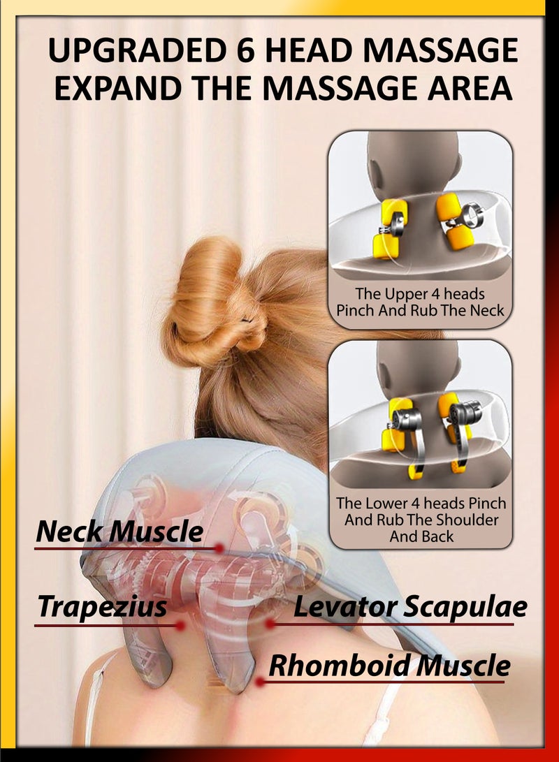 دي بلو مدلك شياتسو للرقبة والكتف مع تخفيف الحرارة ونقاط الوخز المستهدفة، تدليك بجودة المنتجعات الصحية، رأس تدليك كبير جدًا 6D، تصميم يمكن ارتداؤه، مثالي لتخفيف الألم، واسترخاء العضلات، وتقليل التوتر - Image 3