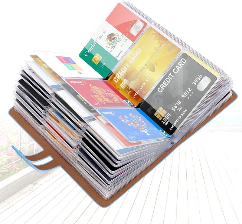 Padike RFID Credit Card Holder Business Card Organizer Business Card Holder, with 96 Card Slots Credit Card Protector for Managing Your Different Cards to Prevent Loss or Damage (Azure) - Image 1