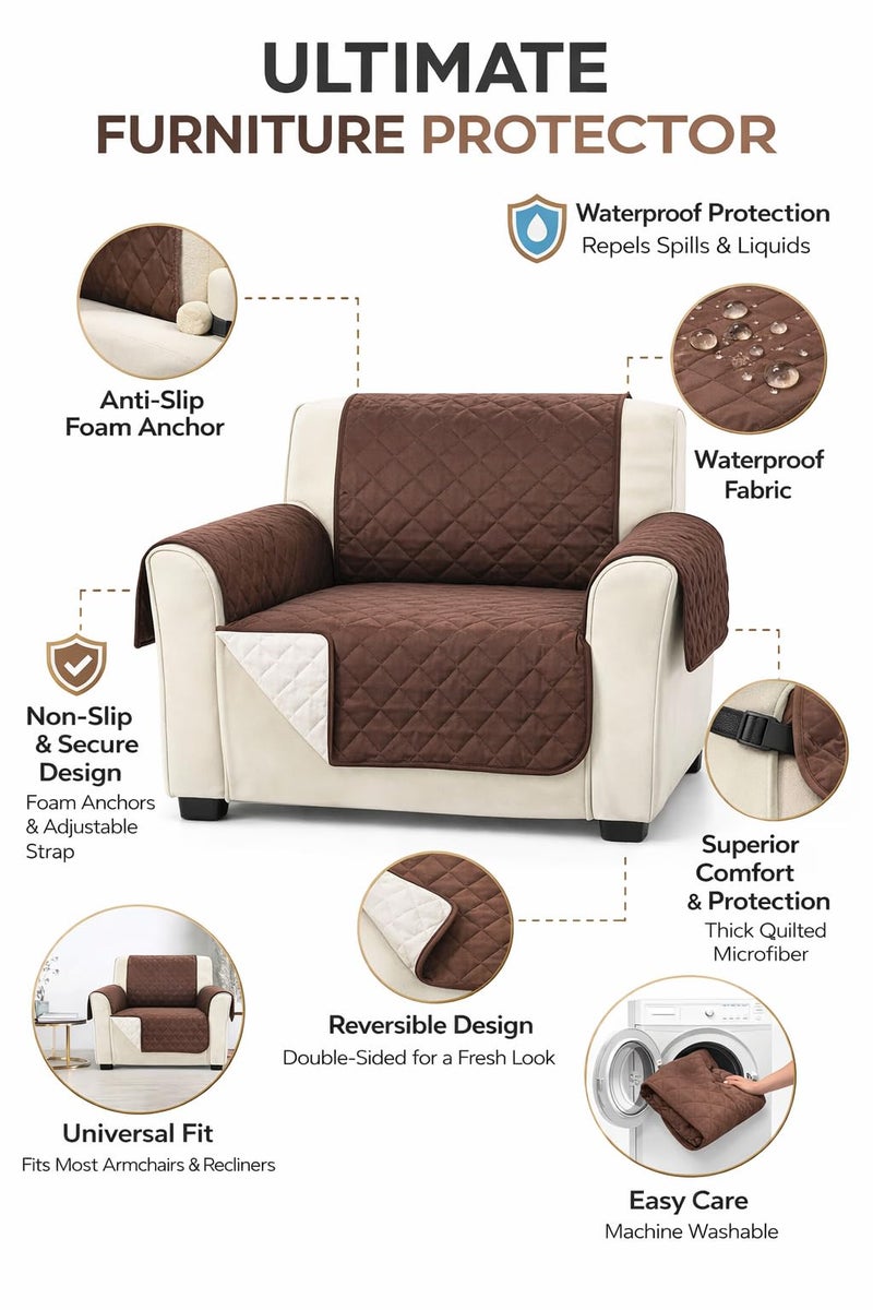 Recliner Slipcover Non Slip Furniture Protector Washable Chair Cover for Living Room Recliners, Easy Fit Armchair Cover, SB-279 - Image 1