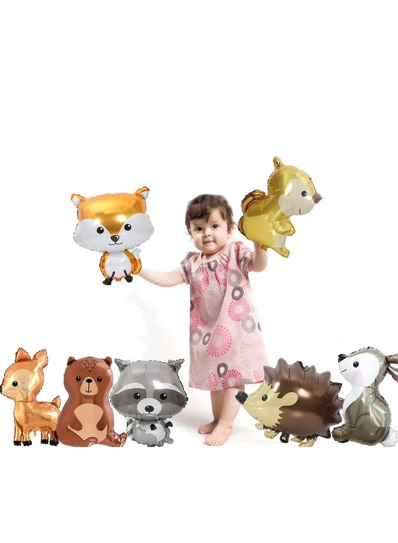 7-piece set of cartoon balloon toys featuring jungle animals, including foxes, squirrels, deer, hedgehogs, bears, and rabbits, aluminum foil balloons, birthday party decorations, anniversary toys, and home anniversary party decorations - Image 4