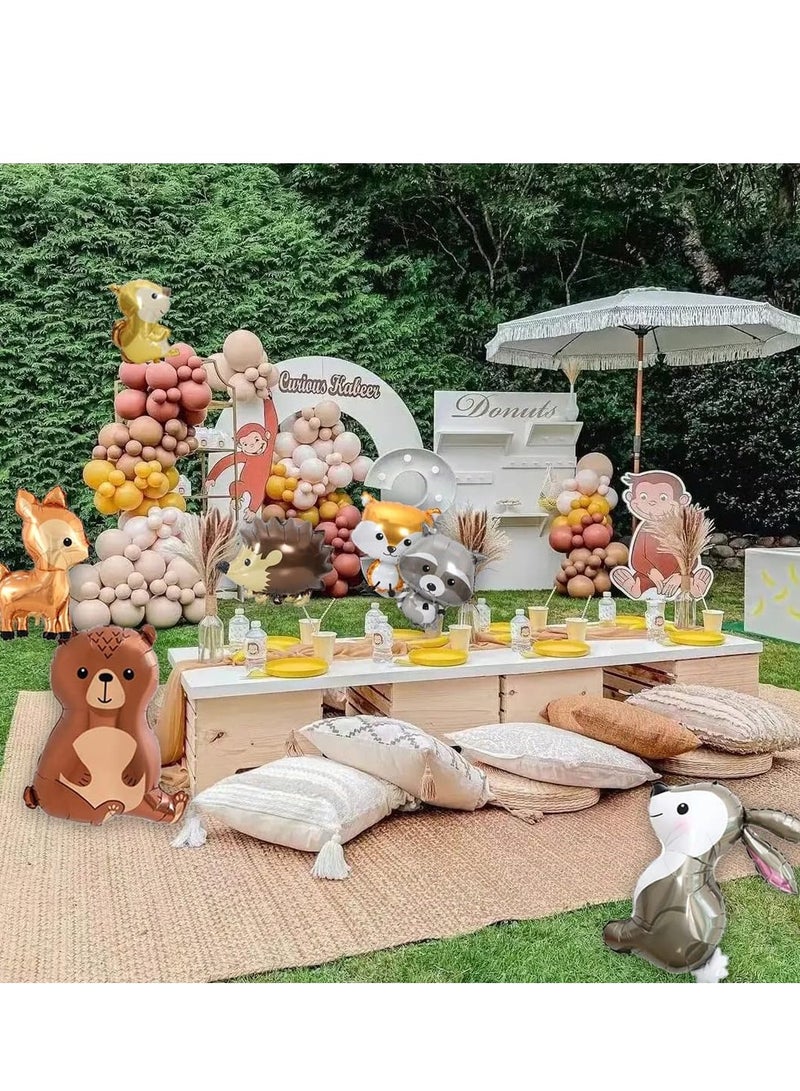 7-piece set of cartoon balloon toys featuring jungle animals, including foxes, squirrels, deer, hedgehogs, bears, and rabbits, aluminum foil balloons, birthday party decorations, anniversary toys, and home anniversary party decorations - Image 5