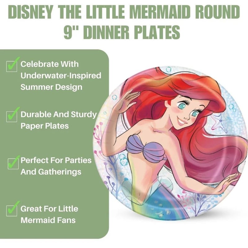 Unique Multicolor Disney The Little Mermaid Round Dinner Plates (9") 8 Count - Enchanting Party Supplies for All Occasions, Perfect for Birthdays & Themed Events - Image 5