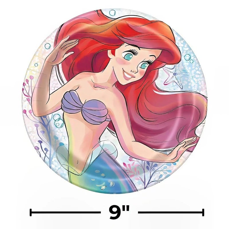 Unique Multicolor Disney The Little Mermaid Round Dinner Plates (9") 8 Count - Enchanting Party Supplies for All Occasions, Perfect for Birthdays & Themed Events - Image 2