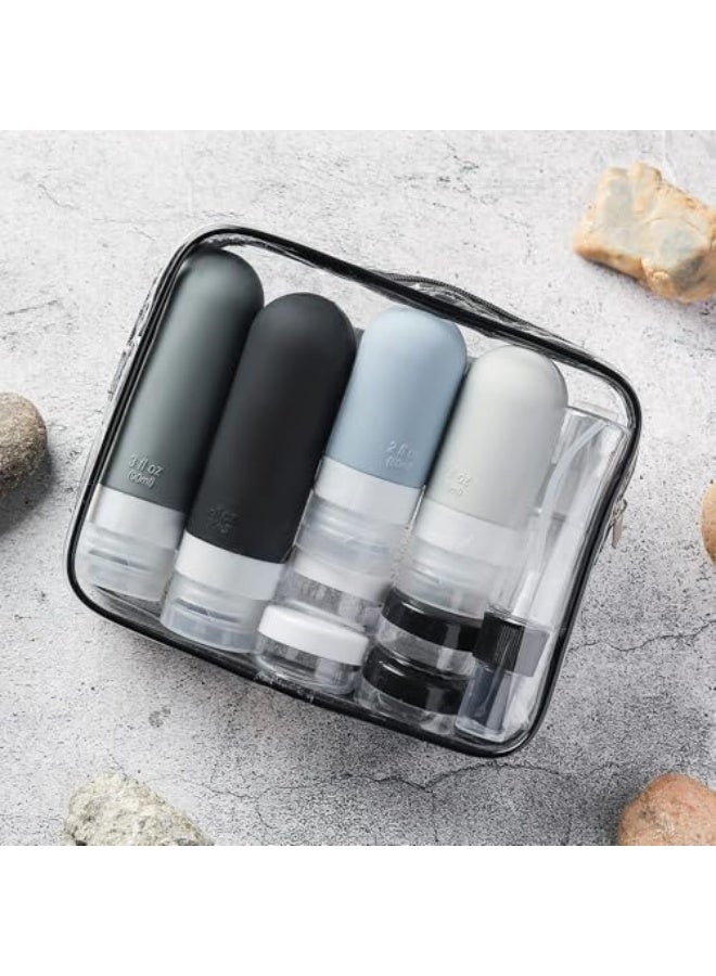 17 Pack Travel Bottles Set, TSA Approved Leak Proof Silicone Squeezable Containers for Toiletries, Conditioner, Shampoo, Lotion & Body Wash Accessories (17 pcs/Black Pack) - Image 3