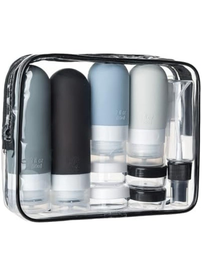 17 Pack Travel Bottles Set, TSA Approved Leak Proof Silicone Squeezable Containers for Toiletries, Conditioner, Shampoo, Lotion & Body Wash Accessories (17 pcs/Black Pack) - Image 1