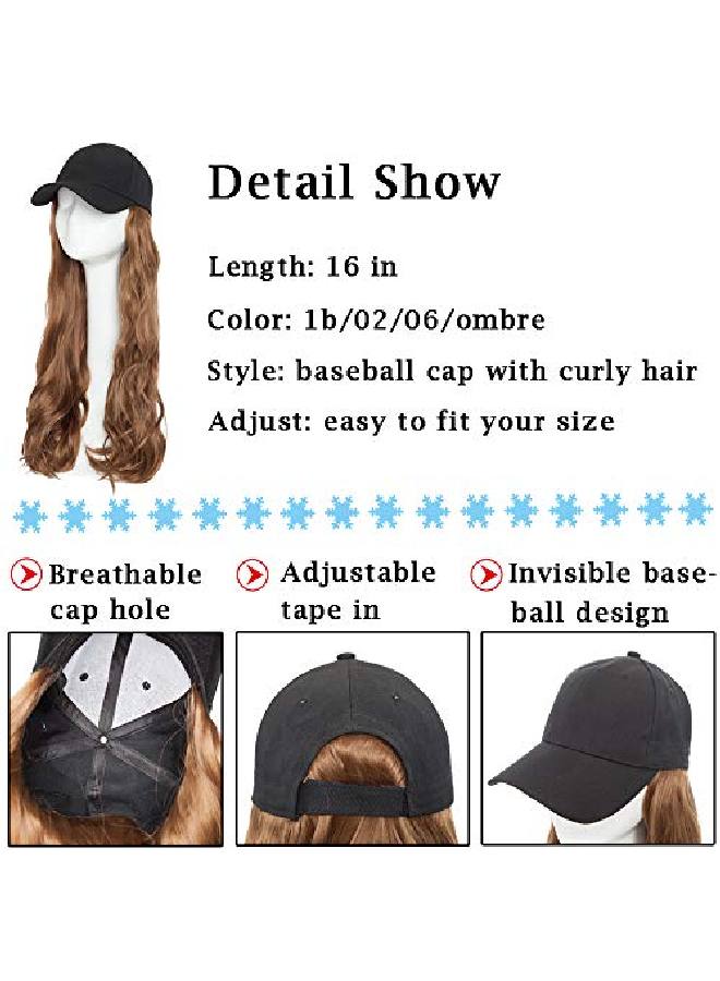 S-noilite Baseball Cap With Hair Extension Curly Long Wavy Corn Wave Hairpiece With Baseball Hat Attached Adjustable Cap Synthetic Yaki Hair Girls And Women (16”Curly Sandy Blonde & Bleach Blonde) - Image 5