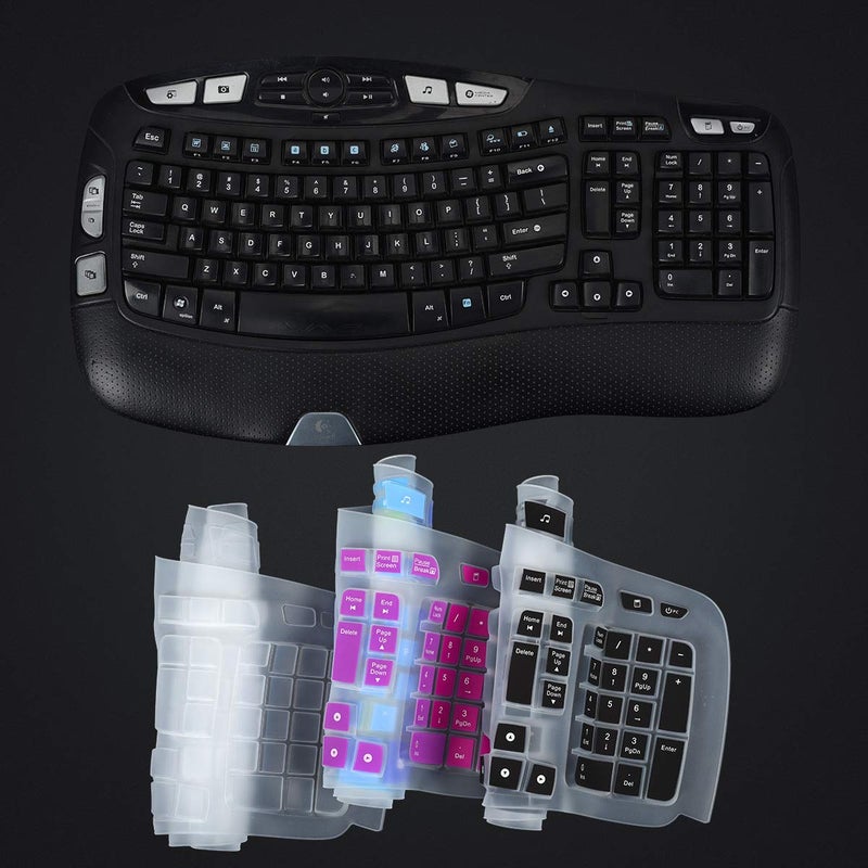 LEZE Keyboard Cover for Logitech K350 MK570 MK550 Wireless Wave Keyboard, K350 Wireless Wave Keyboard Accessories, Logitech K350 Keyboard Skin Protector - Rainbow - Image 5