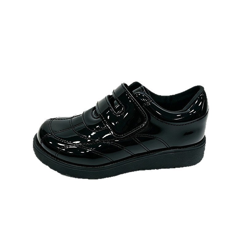 Kids' Velcro Leather Shoes 2026 New Style Black British Style Boys Girls Performance Shoes Soft Sole Student Shoes - Image 5