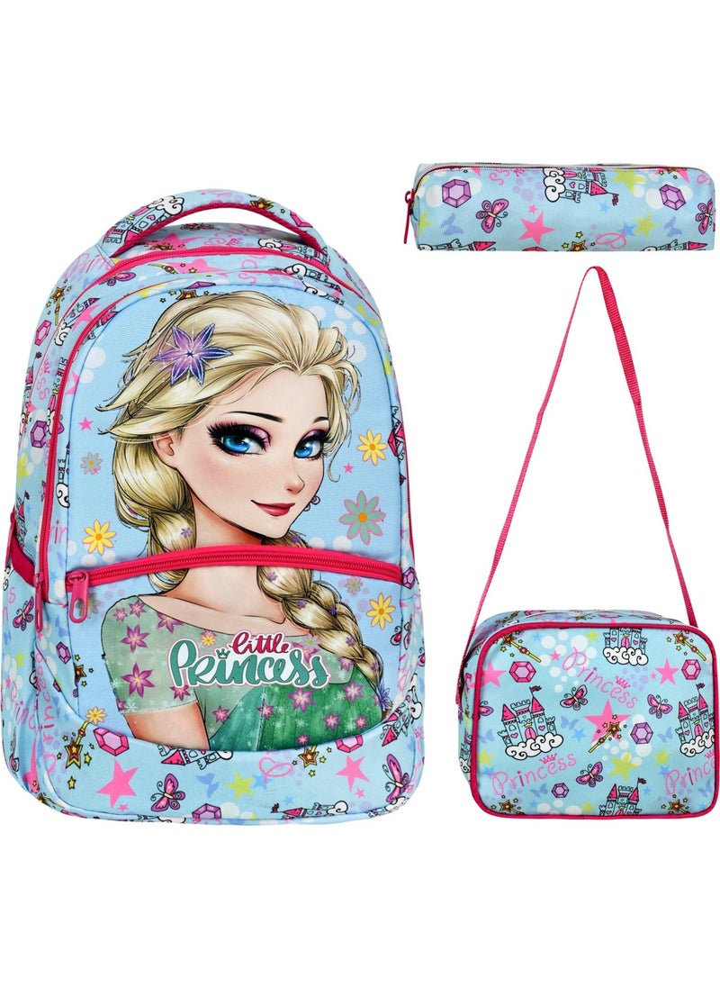 Çantaland 3-Pack Primary School Frozen Patterned, Girls Lunch Box and Pencil Case School Bag  - Image 1