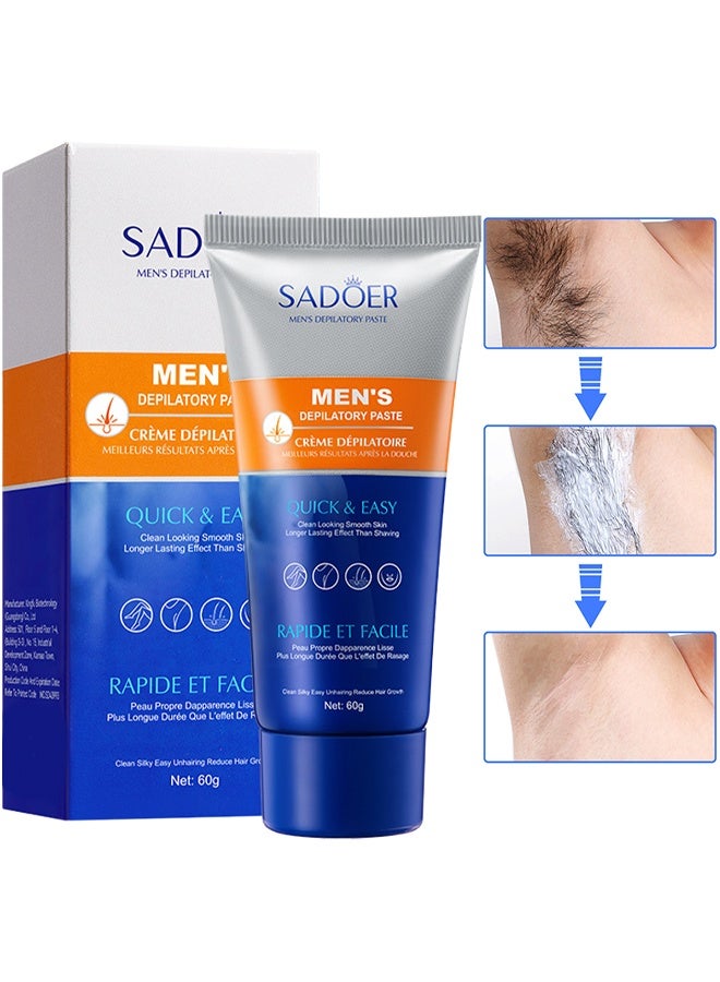 SADOER Men's Hair Removal Cream, Face And Body Beard Hair Removal Cream, Effective And Painless Depilatory Cream, Depilatory Cream For Unwanted Male Hair, Use On Chest, Back, Arm, Leg And Underarm Hair Removal Cream For Men - Image 1
