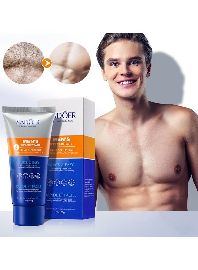SADOER Men's Hair Removal Cream, Face And Body Beard Hair Removal Cream, Effective And Painless Depilatory Cream, Depilatory Cream For Unwanted Male Hair, Use On Chest, Back, Arm, Leg And Underarm Hair Removal Cream For Men - Image 2