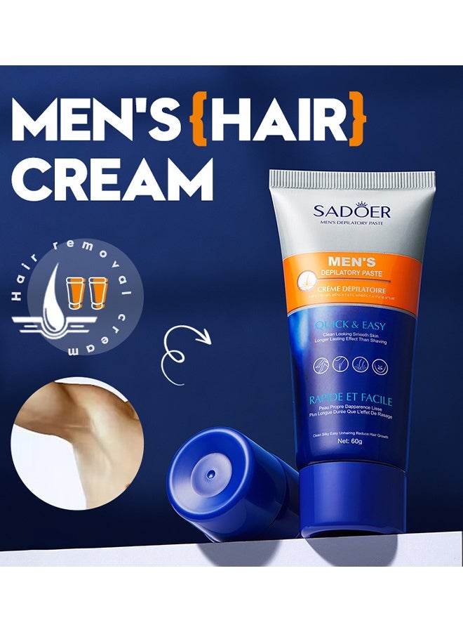 SADOER Men's Hair Removal Cream, Face And Body Beard Hair Removal Cream, Effective And Painless Depilatory Cream, Depilatory Cream For Unwanted Male Hair, Use On Chest, Back, Arm, Leg And Underarm Hair Removal Cream For Men - Image 3
