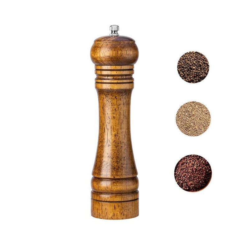 Spaceshoop SUGSUGME Pepper Grinder,Wood Pepper Grinder Pepper Mill, 8 Inch Tall Pepper Mill Grinder Adjustable Coarseness Wooden Pepper Salt Shakers with Adjustable Ceramic Rotor - for Kitchen - Image 3