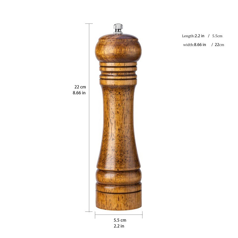 Spaceshoop SUGSUGME Pepper Grinder,Wood Pepper Grinder Pepper Mill, 8 Inch Tall Pepper Mill Grinder Adjustable Coarseness Wooden Pepper Salt Shakers with Adjustable Ceramic Rotor - for Kitchen - Image 2