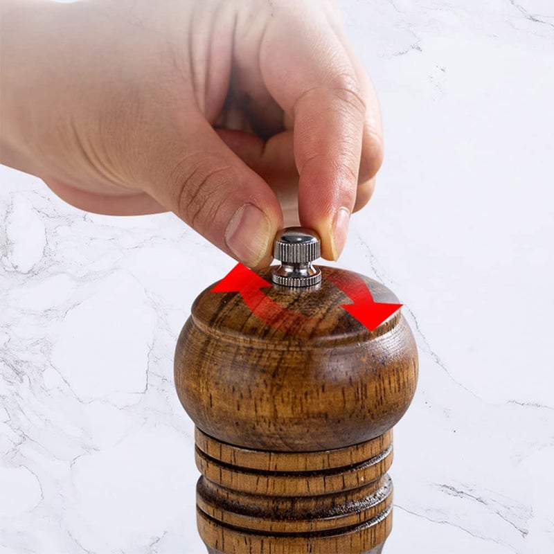 Spaceshoop SUGSUGME Pepper Grinder,Wood Pepper Grinder Pepper Mill, 8 Inch Tall Pepper Mill Grinder Adjustable Coarseness Wooden Pepper Salt Shakers with Adjustable Ceramic Rotor - for Kitchen - Image 5
