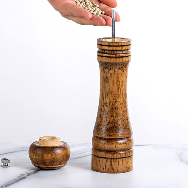 Spaceshoop SUGSUGME Pepper Grinder,Wood Pepper Grinder Pepper Mill, 8 Inch Tall Pepper Mill Grinder Adjustable Coarseness Wooden Pepper Salt Shakers with Adjustable Ceramic Rotor - for Kitchen - Image 4
