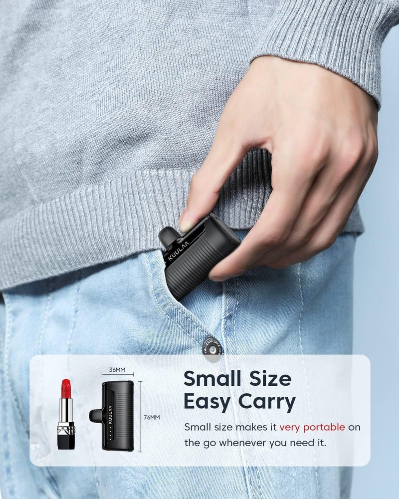 KUULAA Portable Charger USB C Power Bank 4500mAh Small Portable Phone Charger Android Compact Plug in Battery Pack Portable Compatible with iPhone 15/16, Samsung Galaxy, Moto, LG, Pixel Black - Image 3
