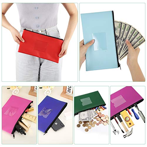 Sinzip 4 Pack Bank Deposit Money Bag, Heavy Duty Leatherette Security Zipper Wallet with Clear Window, Coin Bag, Cash Bag, Tool Pouch, Assorted Colors (4 Pack) - Image 3