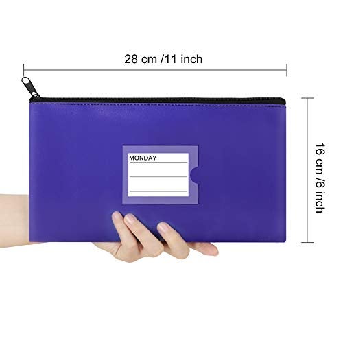 Sinzip 4 Pack Bank Deposit Money Bag, Heavy Duty Leatherette Security Zipper Wallet with Clear Window, Coin Bag, Cash Bag, Tool Pouch, Assorted Colors (4 Pack) - Image 5