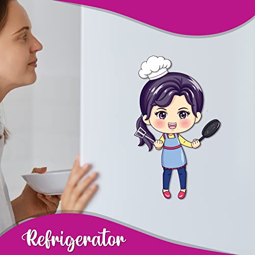 Bhai Please Female Chef Wooden Fridge Magnet Size : 3 inches Cooking, Bakery, Dessert, Chef, Foodie, Food, Kitchen, Quotes, and Decor - Image 4