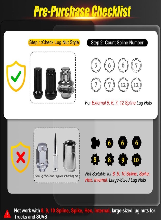 Topec 8Pcs Locking Lug Master Key Set,SAE/Metric Inner Wheel Lock Removal Kit for The Purpose of Easily Removing Locking Lug Nuts on Aftermarket Wheels - Image 3