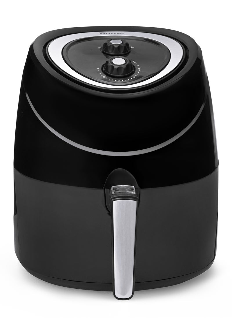 Home Air fryer Power: 1800 watts. The capacity of the basket is 5.5 liters. The capacity of the drum is 6.5 liters. Multifunctional: frying, baking, grilling and roasting with little or no oil. Easy control buttons. It features a timer with a bell for 30 minutes. The variable temperature can be controlled from 80-200 ° C. Equipped with a large handle. Easy to clean by placing the basket and bowl in the dishwasher. It has a very large non-stick basket with a capacity of 5.5 liters and a bowl of 6.5 liters. Calorie saving: Up to 80% fewer calories than traditional frying.  - Image 1