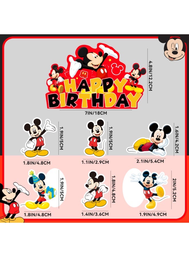 ميكي ماوس زينة كعكة ميكي ماوس، مجموعة زينة كعكة ميكي 13 قطعة - 1 زينة كعكة عيد ميلاد ميكي + 12 زينة كعكة صغيرة زينة عيد ميلاد ميكي ماوس - Image 3