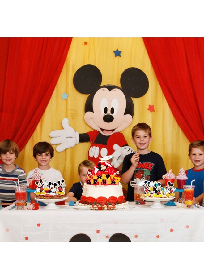 ميكي ماوس زينة كعكة ميكي ماوس، مجموعة زينة كعكة ميكي 13 قطعة - 1 زينة كعكة عيد ميلاد ميكي + 12 زينة كعكة صغيرة زينة عيد ميلاد ميكي ماوس - Image 5