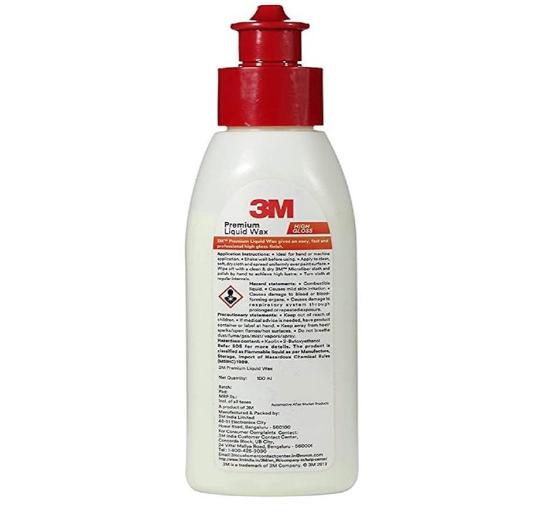 3M Premium Liquid Wax, Restores Car Paint Gloss, Water Repellent and UV Protection (100ml Each, Pack of 3) - Image 4