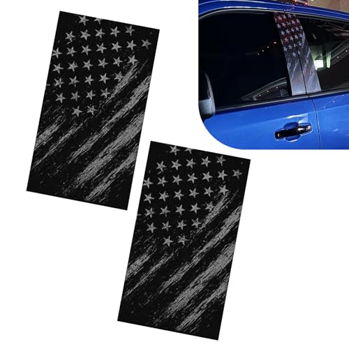 yorpyep 2 PCS Car B Pillar Stickers Aged American Flag Patriotic Decal Waterproof ScratchCovering Trim Decoration Universal SelfAdhesive Protective Film for Car Door Window Pillar Black - Image 1