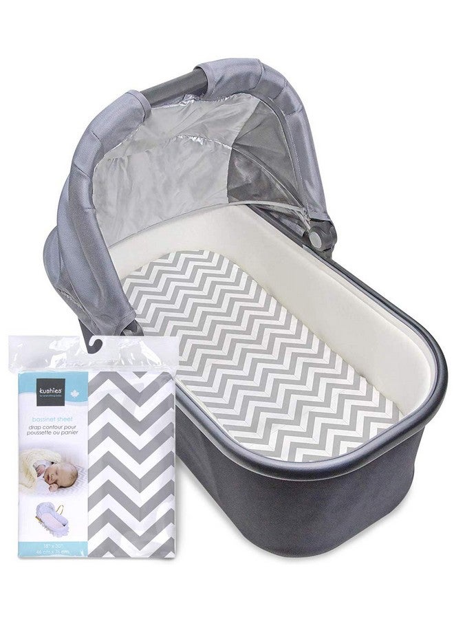 Kushies Baby Fitted Bassinet Sheet, Grey Chevron - Image 1