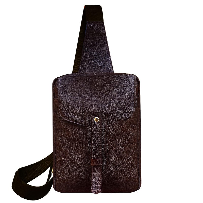 ABYS Genuine Leather Cash Bag||Chest Bags||Body Bag||Passport Pouch||Neck Pouch||Hand Bag||Sling Bag||Shoulder Bags for Men & Women (Dark Brown) - Image 1