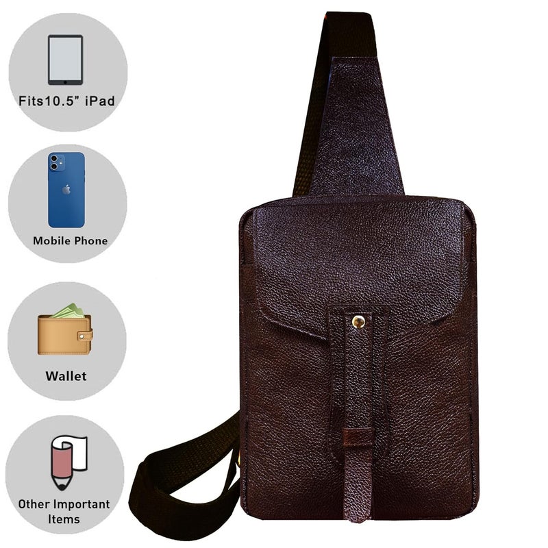 ABYS Genuine Leather Cash Bag||Chest Bags||Body Bag||Passport Pouch||Neck Pouch||Hand Bag||Sling Bag||Shoulder Bags for Men & Women (Dark Brown) - Image 5