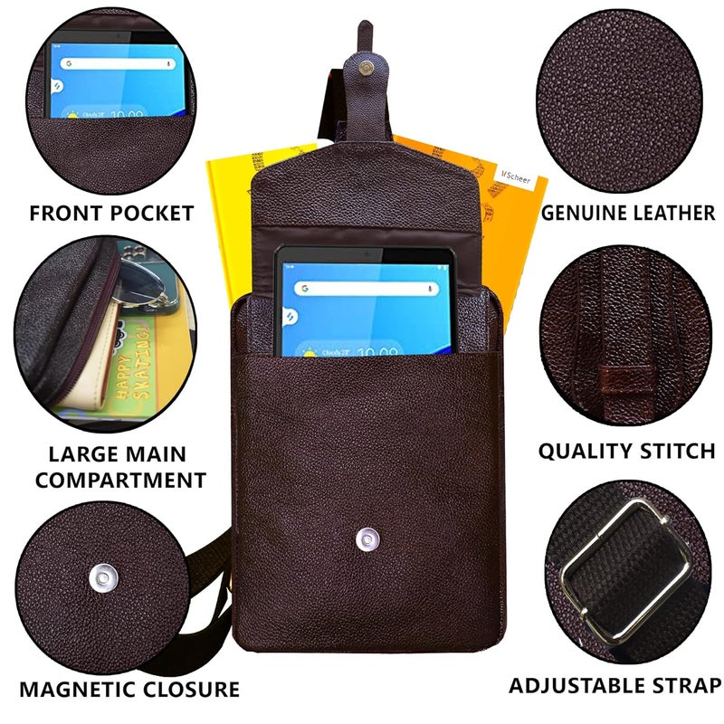 ABYS Genuine Leather Cash Bag||Chest Bags||Body Bag||Passport Pouch||Neck Pouch||Hand Bag||Sling Bag||Shoulder Bags for Men & Women (Dark Brown) - Image 4