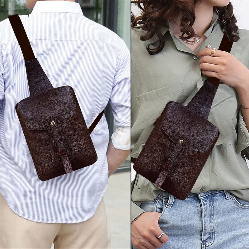 ABYS Genuine Leather Cash Bag||Chest Bags||Body Bag||Passport Pouch||Neck Pouch||Hand Bag||Sling Bag||Shoulder Bags for Men & Women (Dark Brown) - Image 3