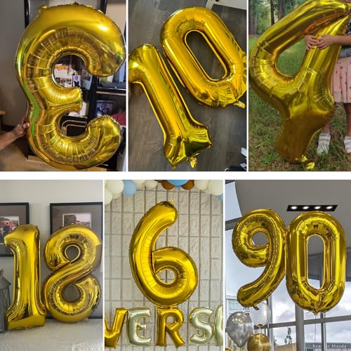 Smlpuame 40 inch Number Balloon 0-9 Gold Large Number 4 Balloons,Digital Balloons for Birthday Party Celebration Decorations Supplies, Helium Foil Number Balloons for Wedding Anniversary - Image 5