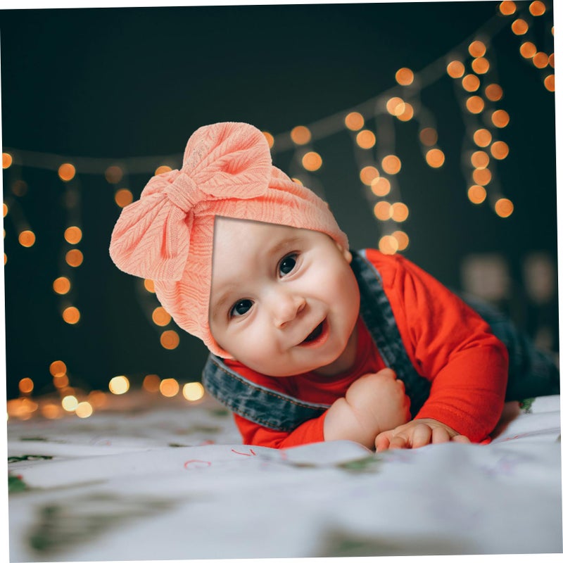Baby Cotton Turban Hat with Bow Watermelon Red Headwrap for Newborns Toddlers - Image 5